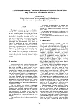 Audio Input Generates Continuous Frames to Synthesize Facial Video Using
  Generative Adiversarial Networks