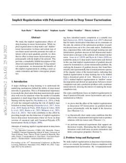 Implicit Regularization with Polynomial Growth in Deep Tensor
  Factorization