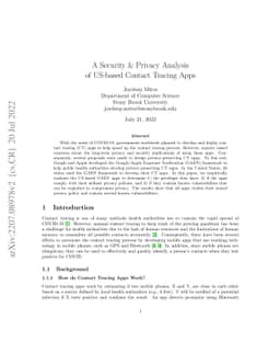 A Security & Privacy Analysis of US-based Contact Tracing Apps