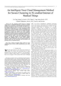 An Intelligent Trust Cloud Management Method for Secure Clustering in 5G
  enabled Internet of Medical Things