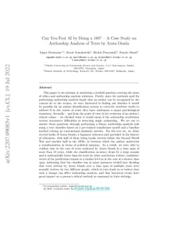 Can You Fool AI by Doing a 180? $\unicode{x2013}$ A Case Study on
  Authorship Analysis of Texts by Arata Osada