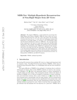 MHR-Net: Multiple-Hypothesis Reconstruction of Non-Rigid Shapes from 2D
  Views