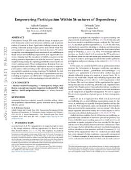 Empowering Participation Within Structures of Dependency