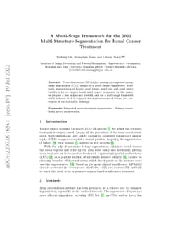 A Multi-Stage Framework for the 2022 Multi-Structure Segmentation for
  Renal Cancer Treatment