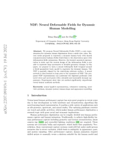 NDF: Neural Deformable Fields for Dynamic Human Modelling