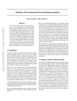 Similarity of Pre-trained and Fine-tuned Representations