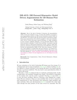 DH-AUG: DH Forward Kinematics Model Driven Augmentation for 3D Human
  Pose Estimation