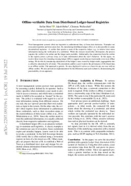 Offline-verifiable Data from Distributed Ledger-based Registries