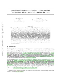 Uncertainty in Contrastive Learning: On the Predictability of Downstream
  Performance