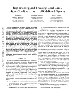 Implementing and Breaking Load-Link / Store-Conditional on an ARM-Based
  System