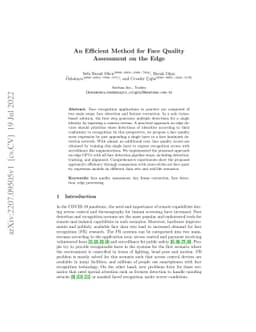 An Efficient Method for Face Quality Assessment on the Edge