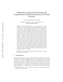 FedNet2Net: Saving Communication and Computations in Federated Learning
  with Model Growing
