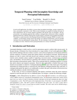 Temporal Planning with Incomplete Knowledge and Perceptual Information