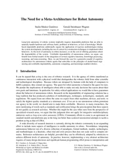 The Need for a Meta-Architecture for Robot Autonomy