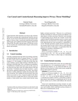Can Causal (and Counterfactual) Reasoning improve Privacy Threat
  Modelling?
