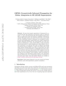 GIPSO: Geometrically Informed Propagation for Online Adaptation in 3D
  LiDAR Segmentation