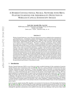 A Hybrid Convolutional Neural Network with Meta Feature Learning for
  Abnormality Detection in Wireless Capsule Endoscopy Images