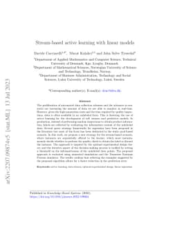 Stream-based active learning with linear models