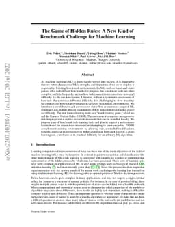 The Game of Hidden Rules: A New Kind of Benchmark Challenge for Machine
  Learning
