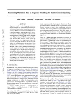 Addressing Optimism Bias in Sequence Modeling for Reinforcement Learning