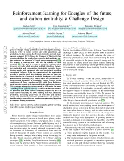 Reinforcement learning for Energies of the future and carbon neutrality:
  a Challenge Design