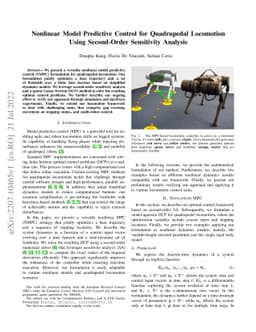 Nonlinear Model Predictive Control for Quadrupedal Locomotion Using
  Second-Order Sensitivity Analysis
