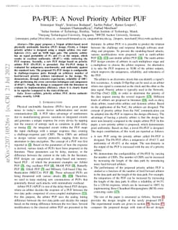 PA-PUF: A Novel Priority Arbiter PUF