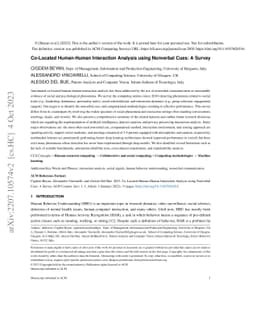 Co-Located Human-Human Interaction Analysis using Nonverbal Cues: A
  Survey