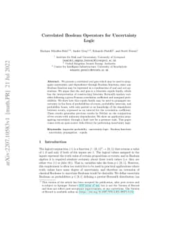 Correlated Boolean Operators for Uncertainty Logic