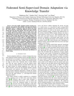 Federated Semi-Supervised Domain Adaptation via Knowledge Transfer