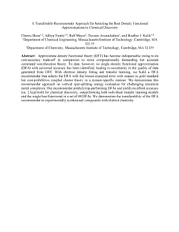 A Transferable Recommender Approach for Selecting the Best Density
  Functional Approximations in Chemical Discovery