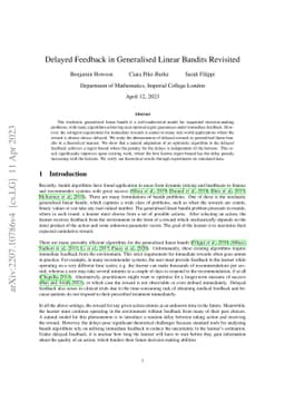 Delayed Feedback in Generalised Linear Bandits Revisited
