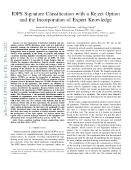 IDPS Signature Classification with a Reject Option and the Incorporation
  of Expert Knowledge