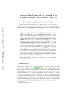 Dynamic Local Aggregation Network with Adaptive Clusterer for Anomaly
  Detection