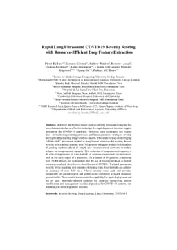 Rapid Lung Ultrasound COVID-19 Severity Scoring with Resource-Efficient
  Deep Feature Extraction