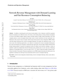 Network Revenue Management with Demand Learning and Fair
  Resource-Consumption Balancing