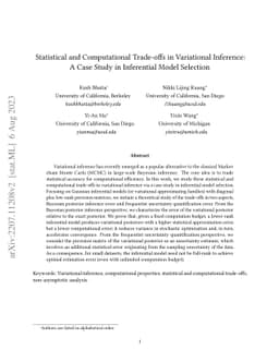 Statistical and Computational Trade-offs in Variational Inference: A
  Case Study in Inferential Model Selection