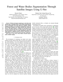 Forest and Water Bodies Segmentation Through Satellite Images Using
  U-Net