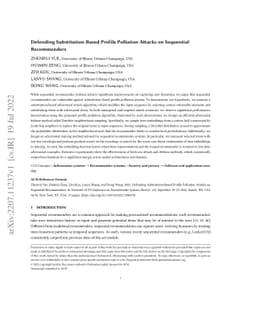 Defending Substitution-Based Profile Pollution Attacks on Sequential
  Recommenders