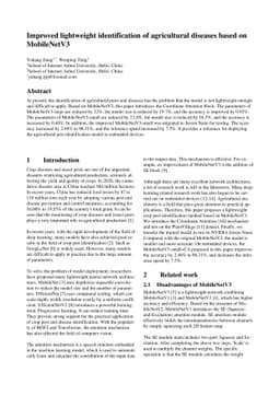 Improved lightweight identification of agricultural diseases based on
  MobileNetV3
