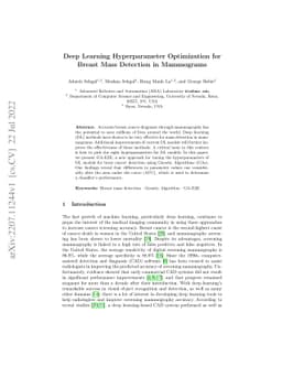 Deep Learning Hyperparameter Optimization for Breast Mass Detection in
  Mammograms