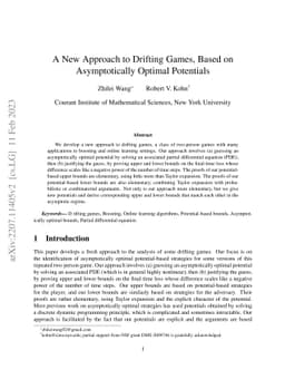 A New Approach to Drifting Games, Based on Asymptotically Optimal
  Potentials