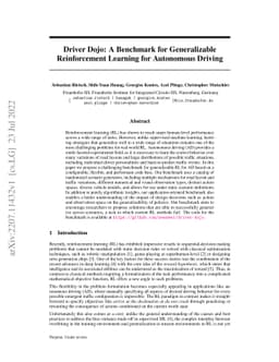 Driver Dojo: A Benchmark for Generalizable Reinforcement Learning for
  Autonomous Driving