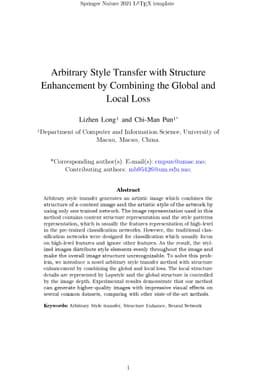 Arbitrary Style Transfer with Structure Enhancement by Combining the
  Global and Local Loss