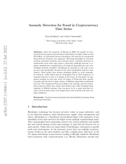 Anomaly Detection for Fraud in Cryptocurrency Time Series