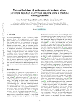 Thermal half-lives of azobenzene derivatives: virtual screening based on
  intersystem crossing using a machine learning potential