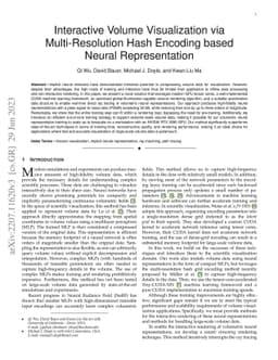 Interactive Volume Visualization via Multi-Resolution Hash Encoding
  based Neural Representation