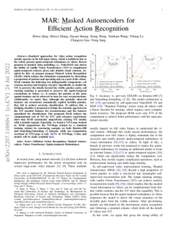 MAR: Masked Autoencoders for Efficient Action Recognition