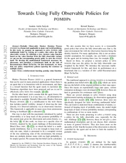 Towards Using Fully Observable Policies for POMDPs