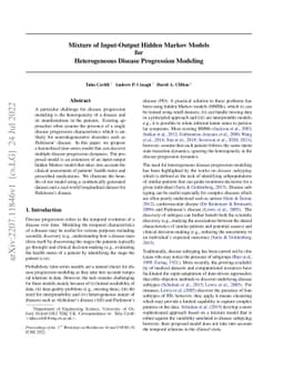 Mixture of Input-Output Hidden Markov Models for Heterogeneous Disease
  Progression Modeling